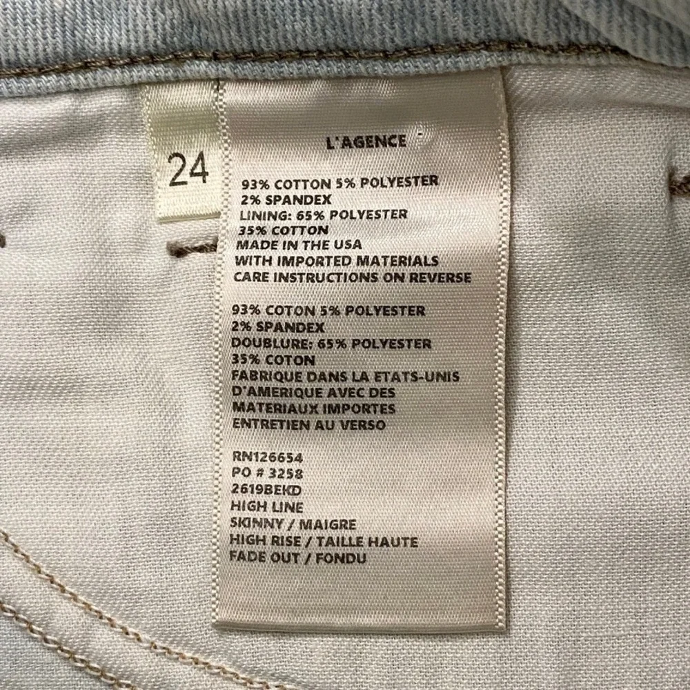 L'AGENCE High Line Skinny High Rise in Fade Out‎ Blue Light Wash Baddie Jeans 24